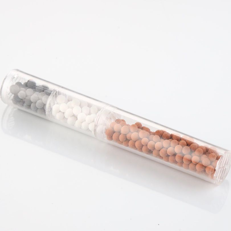Mineral Stone Beads Filter-2 clear tube cartridge with black, white and orange mineral beads
