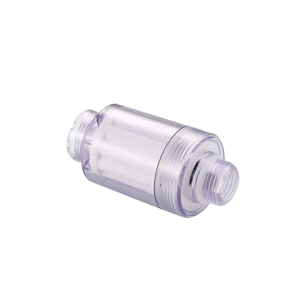PP Filter transparent inline shower filter housing with threaded ends, empty clear cylinder