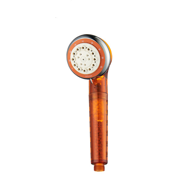 ZH2092T-1O transparent orange handheld filter shower head with white OFF/ON face plate and orange bead handle
