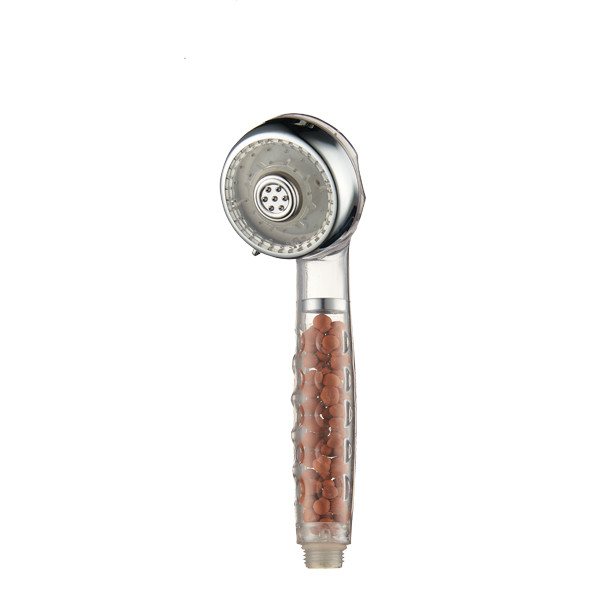 ZH2099C chrome handheld shower head with transparent orange mineral bead handle
