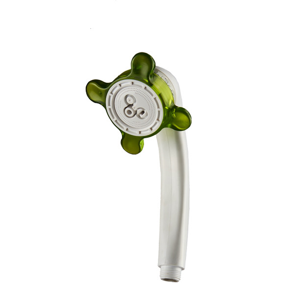ZH2125W-4G white hand shower with translucent green four-lobed head and round white spray face