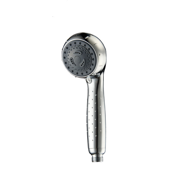 ZH2180C polished chrome handheld shower head with grey rubber face plate and dimpled handle