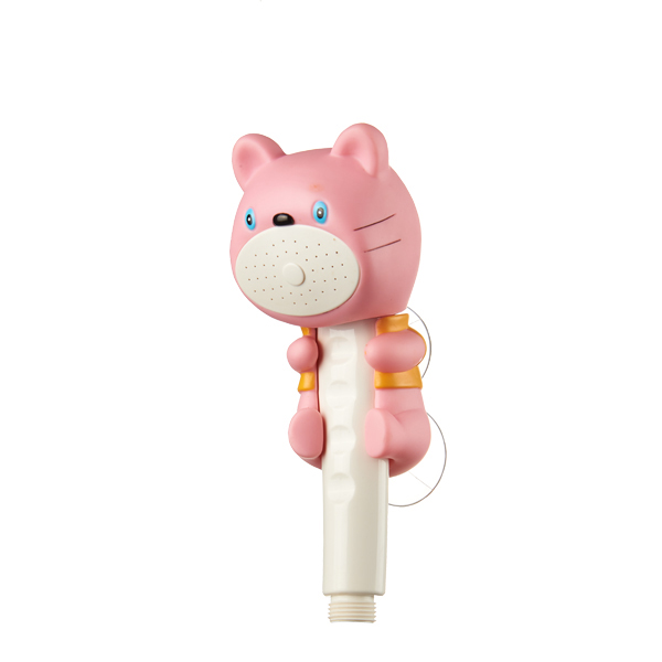 ZH2193W pink cartoon cat baby handheld shower head with white muzzle spray face and white handle