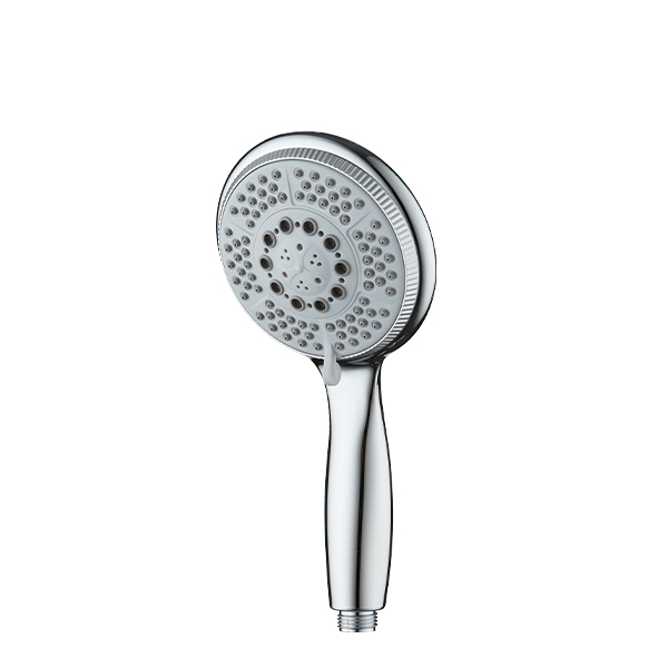 ZH2230 chrome multi-function handheld shower head with large grey nozzle face and ribbed rim
