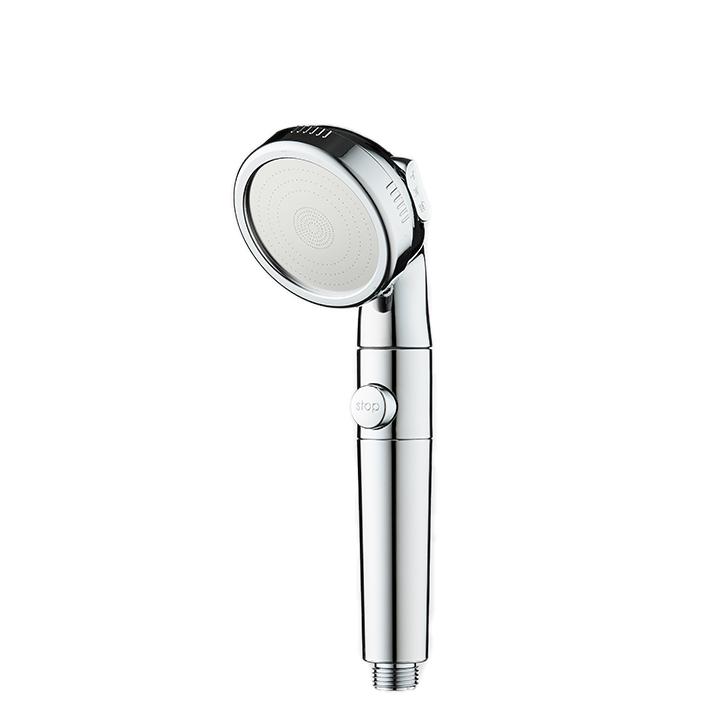 ZH2256C polished chrome hand shower with white micro-nozzle face plate and stop button on the handle