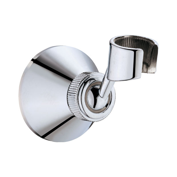 ZHFS7706 chrome adjustable wall-mounted shower holder with round base and knurled nut